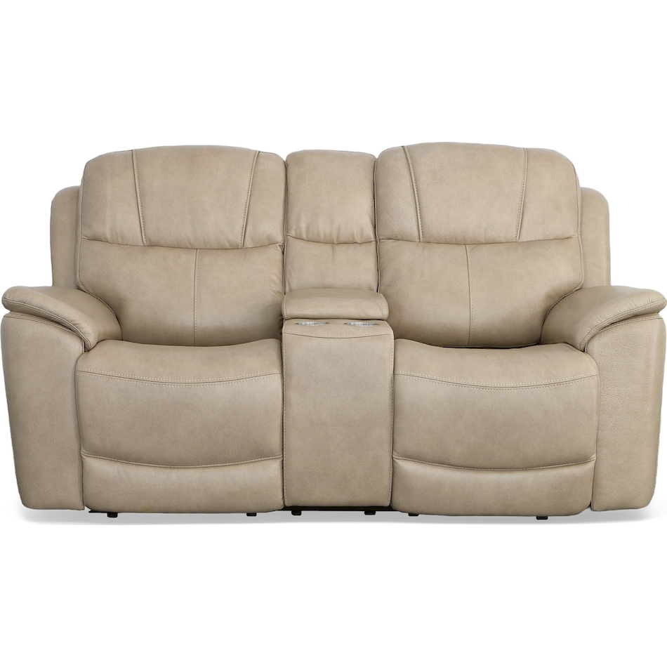 crofton pebble power leather reclining console loveseat   
