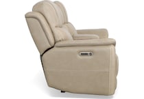 crofton pebble power leather reclining console loveseat   
