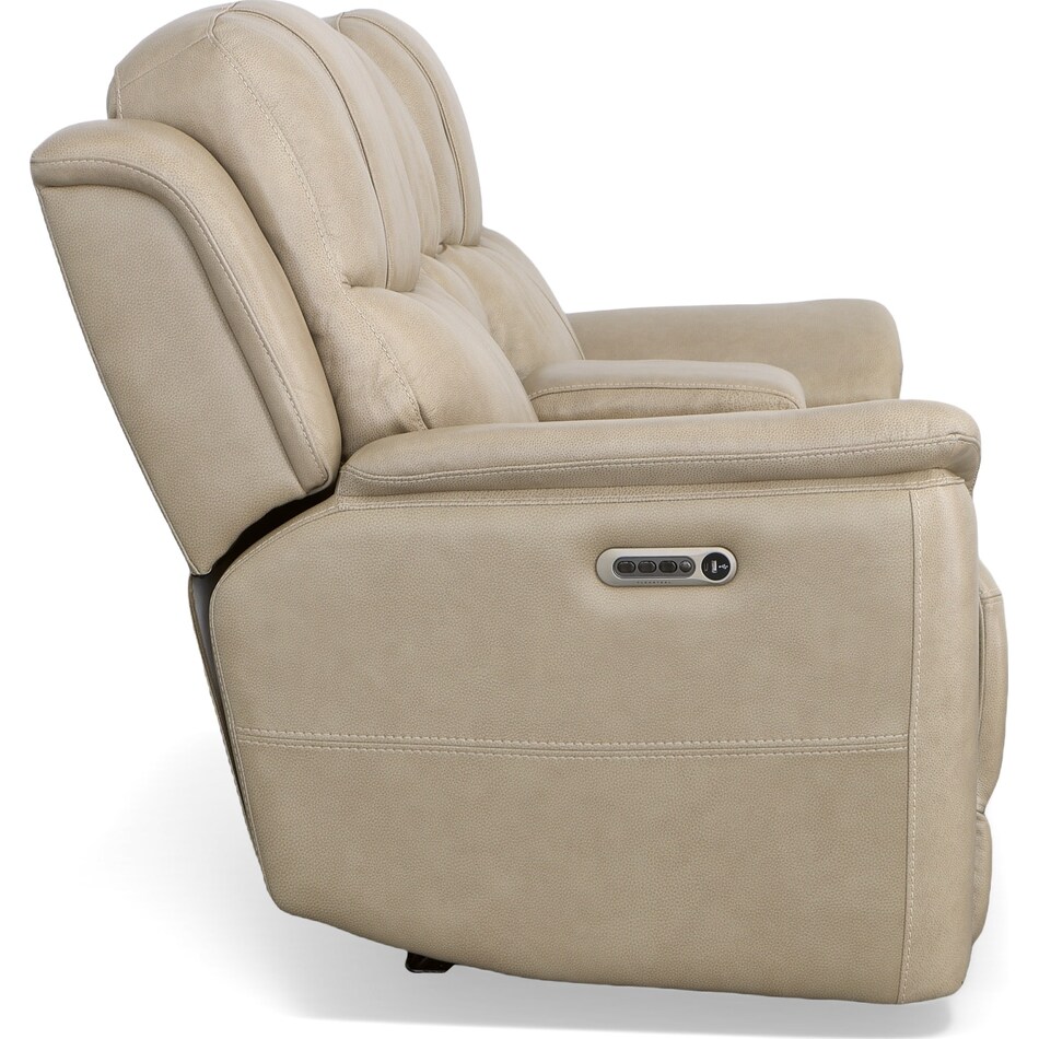crofton pebble power leather reclining console loveseat   