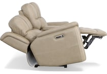 crofton pebble power leather reclining console loveseat   