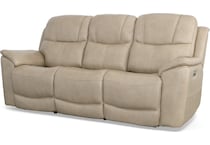 crofton pebble power leather reclining sofa   