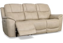 crofton pebble power leather reclining sofa   