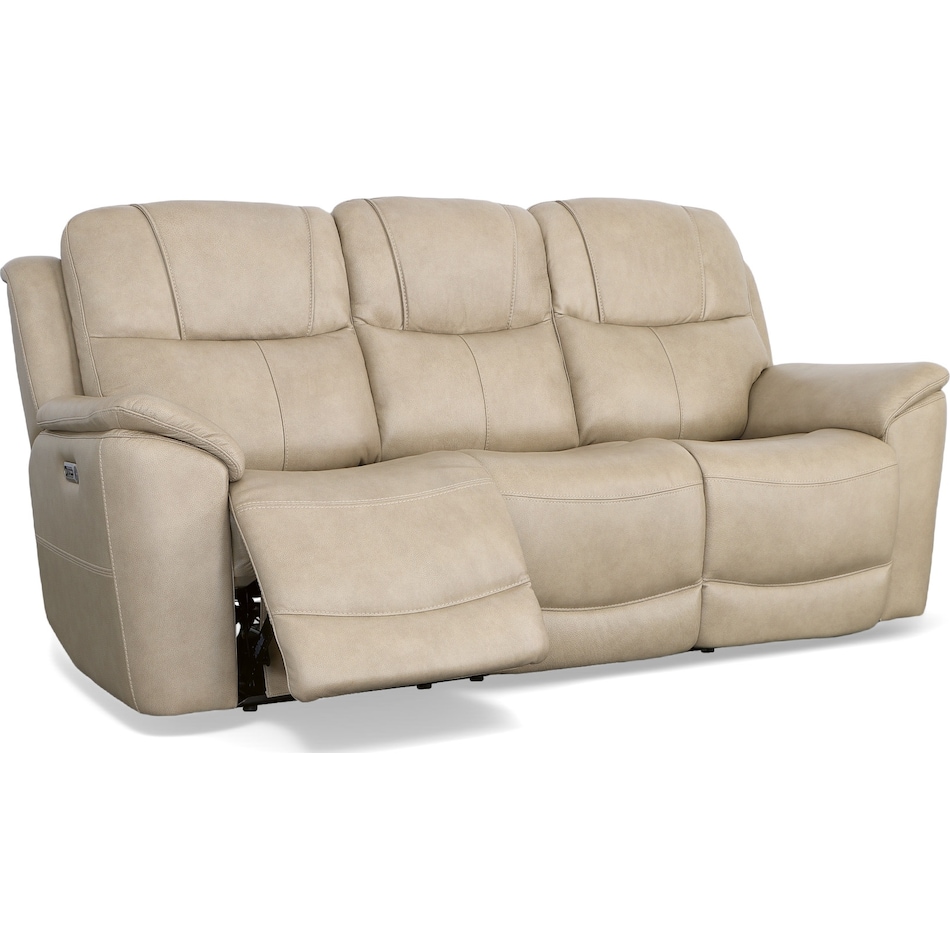 crofton pebble power leather reclining sofa   