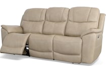 crofton pebble power leather reclining sofa   