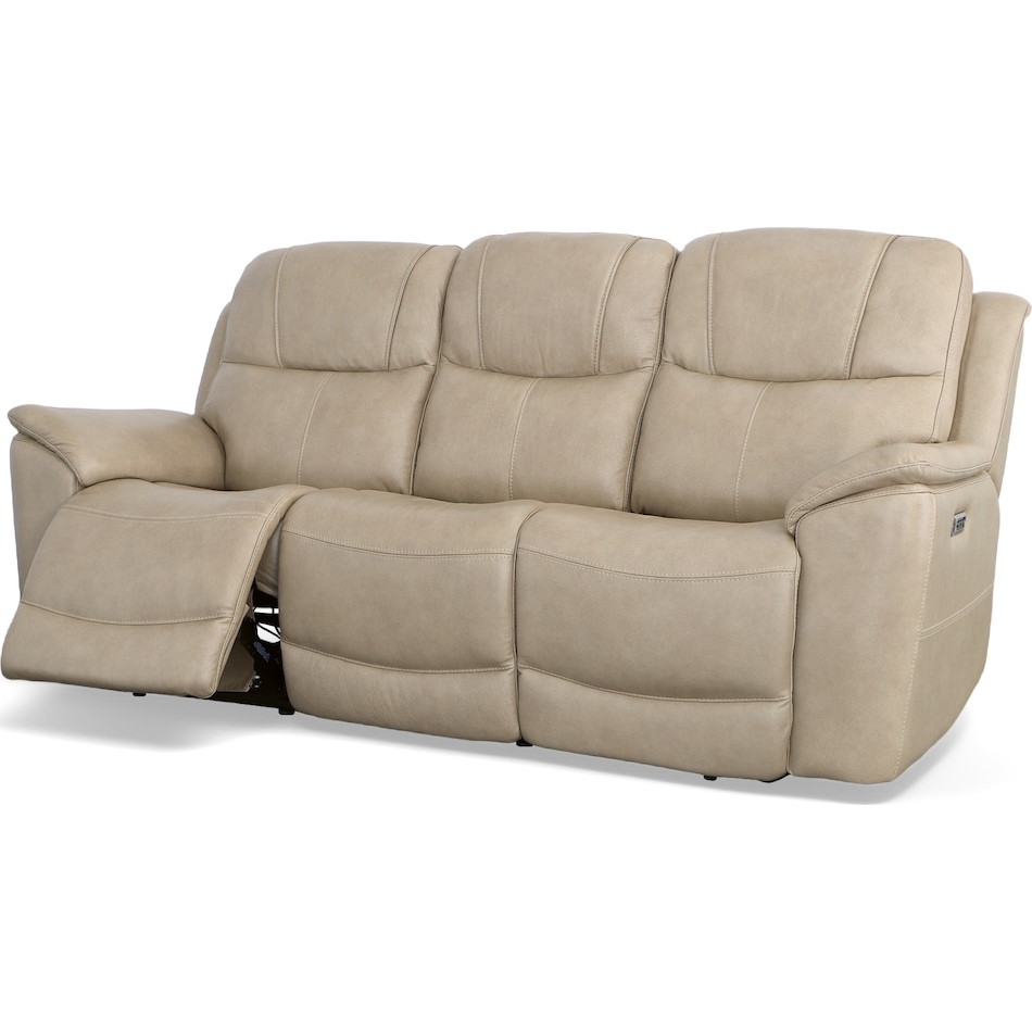 crofton pebble power leather reclining sofa   