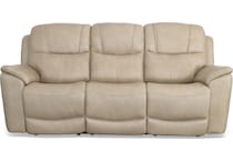 crofton pebble power leather reclining sofa   