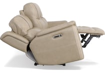 crofton pebble power leather reclining sofa   