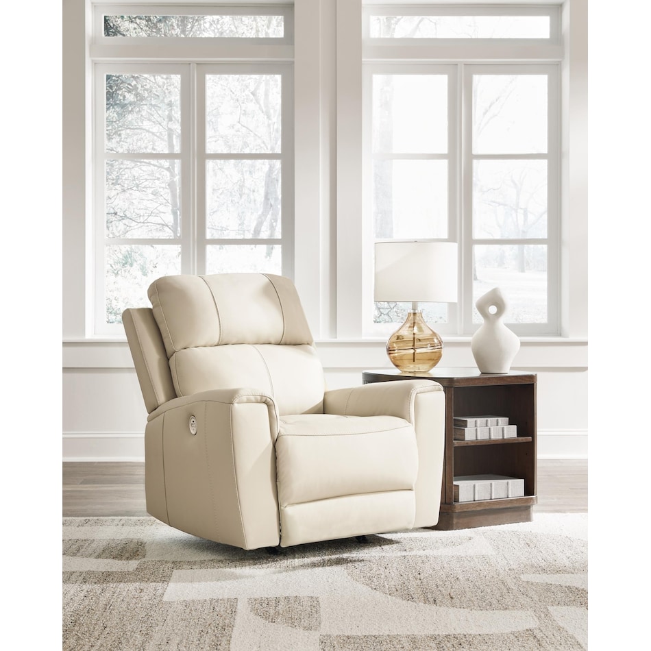 dahlmoore almond power leather recliner   
