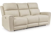 dahlmoore almond power leather reclining sofa   