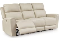 dahlmoore almond power leather reclining sofa   