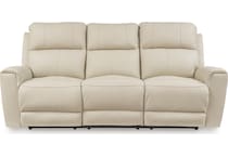 dahlmoore almond power leather reclining sofa   