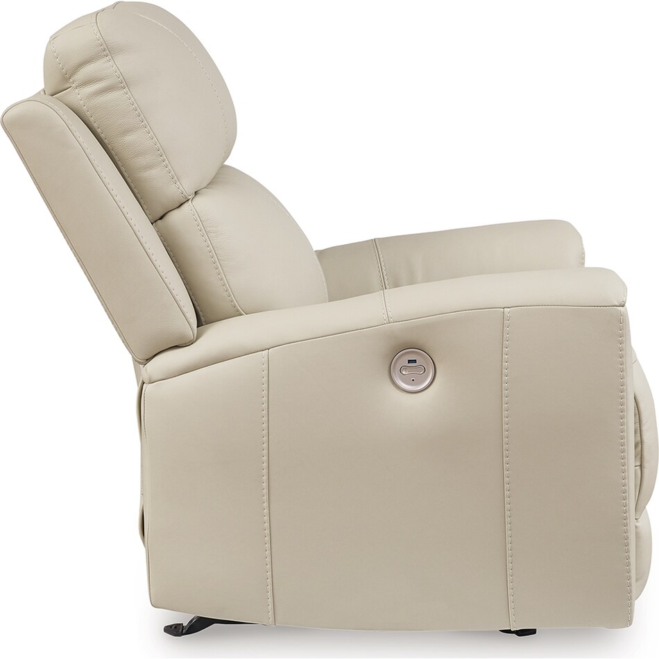 dahlmoore cream power leather recliner   