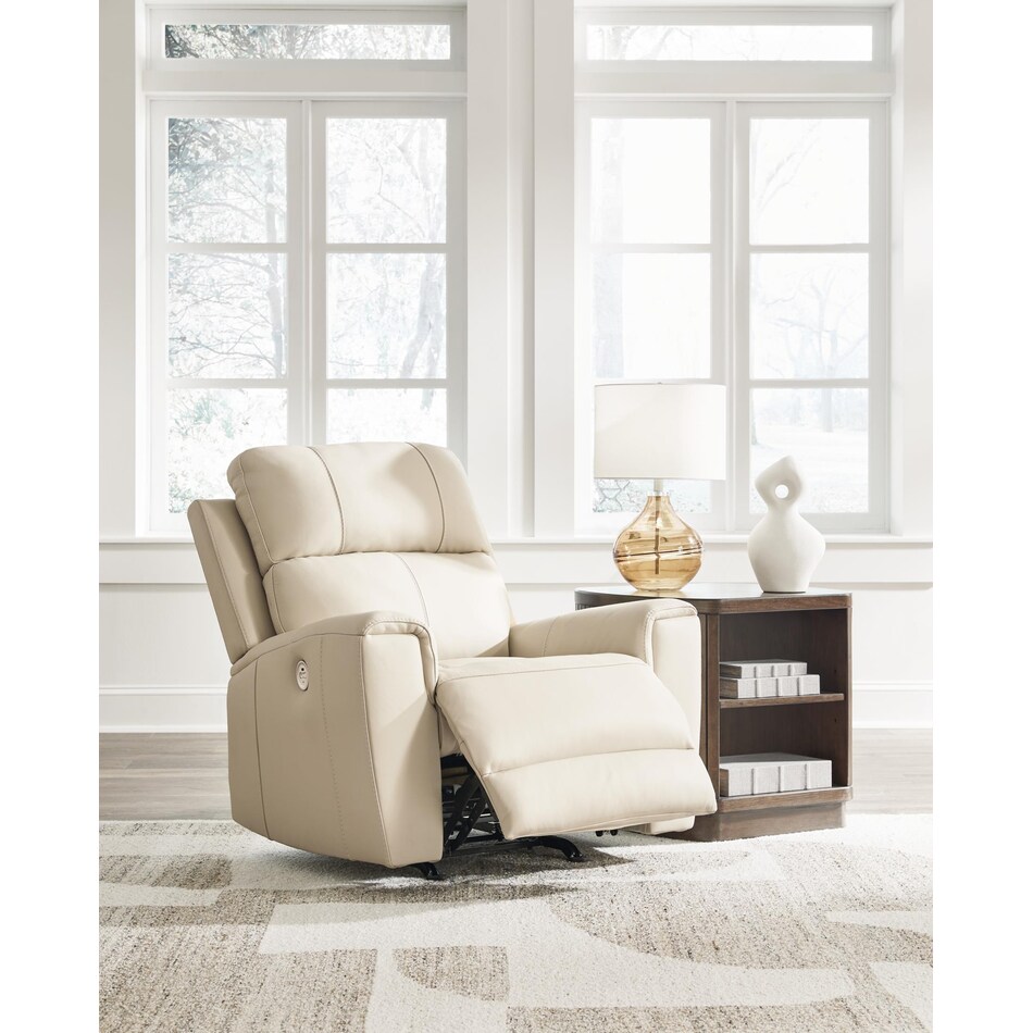 dahlmoore cream power leather recliner   