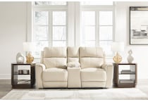 dahlmoore white power leather reclining console loveseat   
