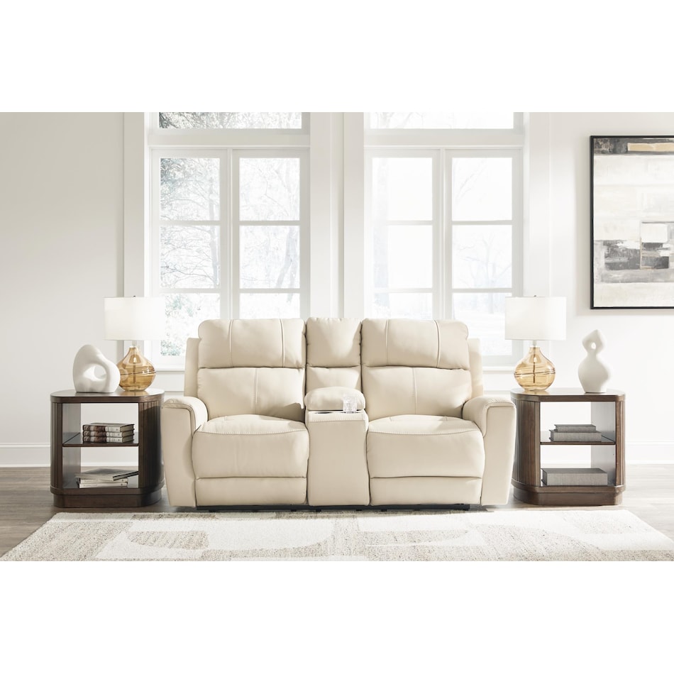 dahlmoore white power leather reclining console loveseat   