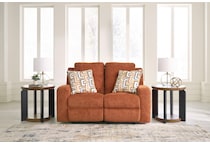 danum orange reclining loveseat   