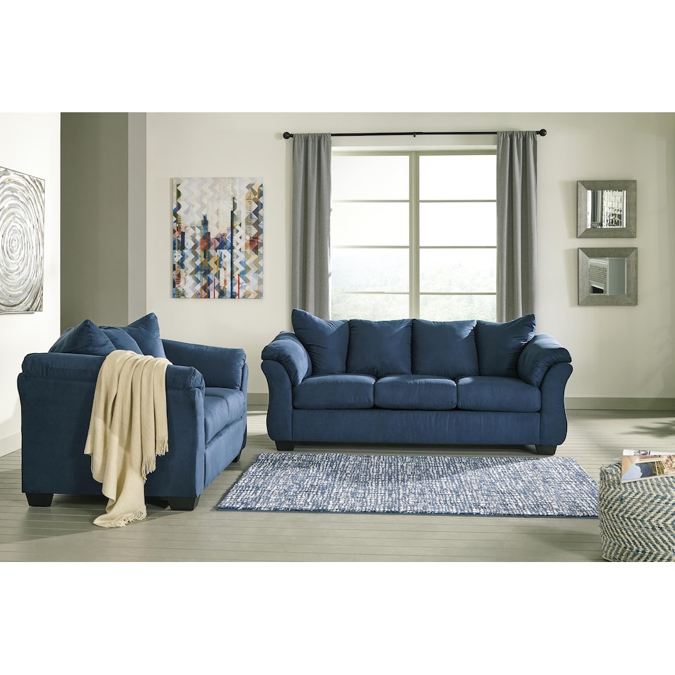 darcy blue loveseat   