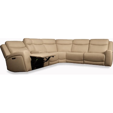 DAVIDSON 6PC LEATHER SECTIONAL WITH POWER HEADRESTS