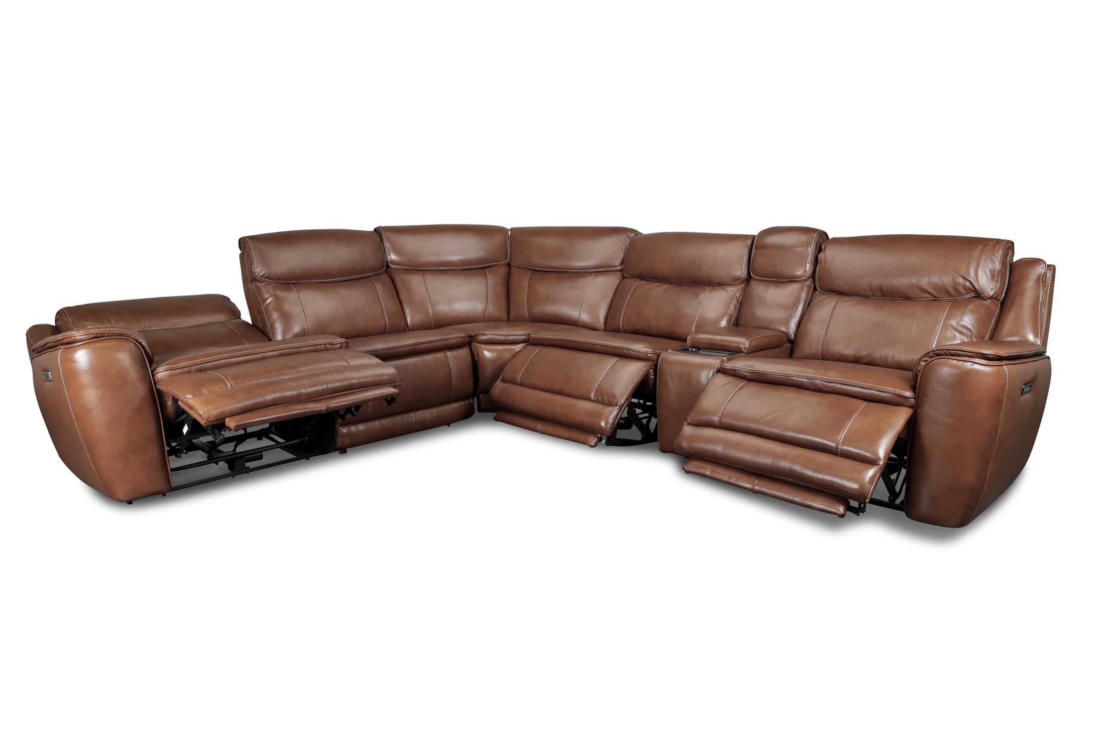 DAVIES 6PC LEATHER POWER RECLINING SECTIONAL | Morris