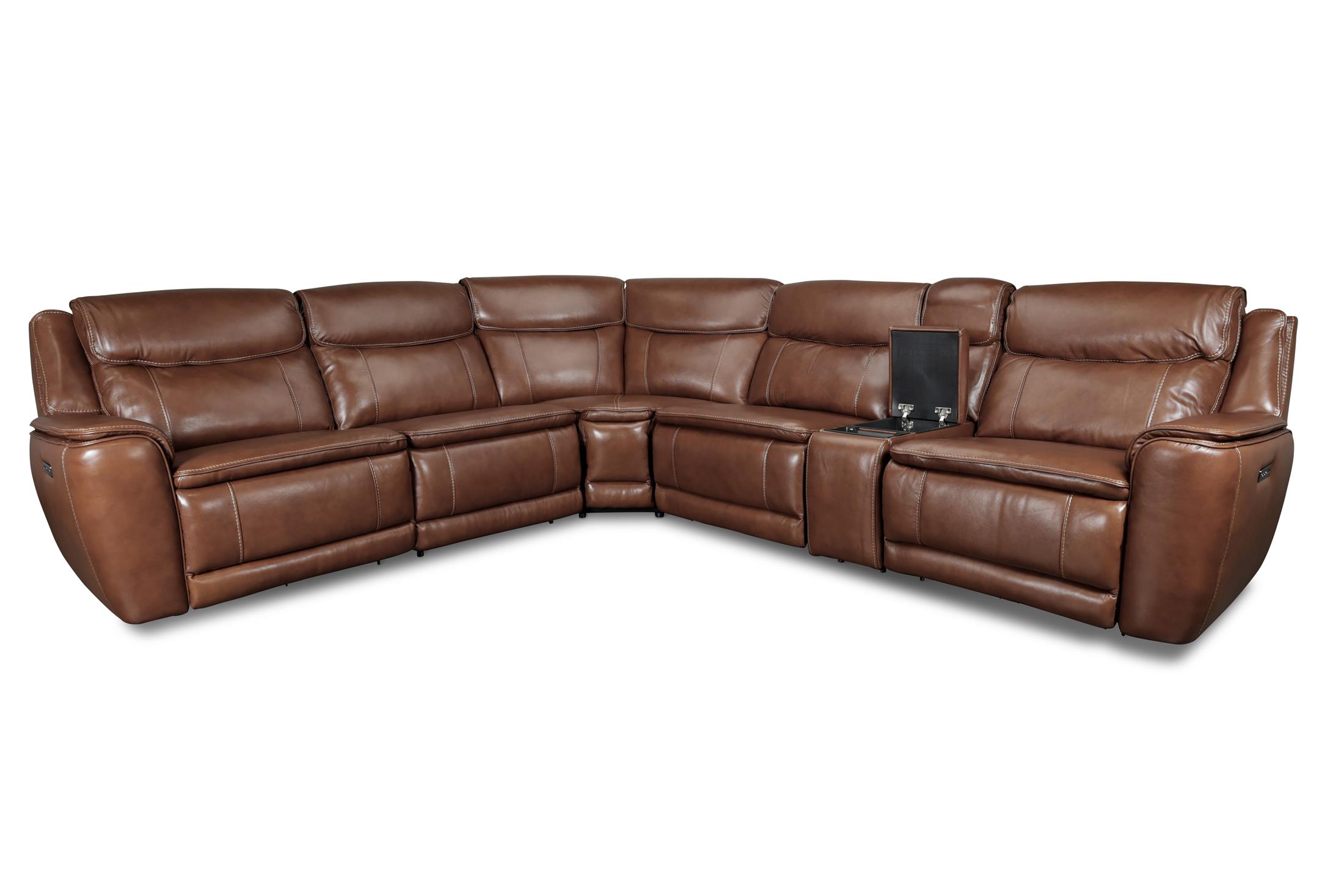 DAVIES 6PC LEATHER POWER RECLINING SECTIONAL | Morris