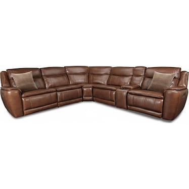 DAVIES 6PC LEATHER POWER RECLINING SECTIONAL