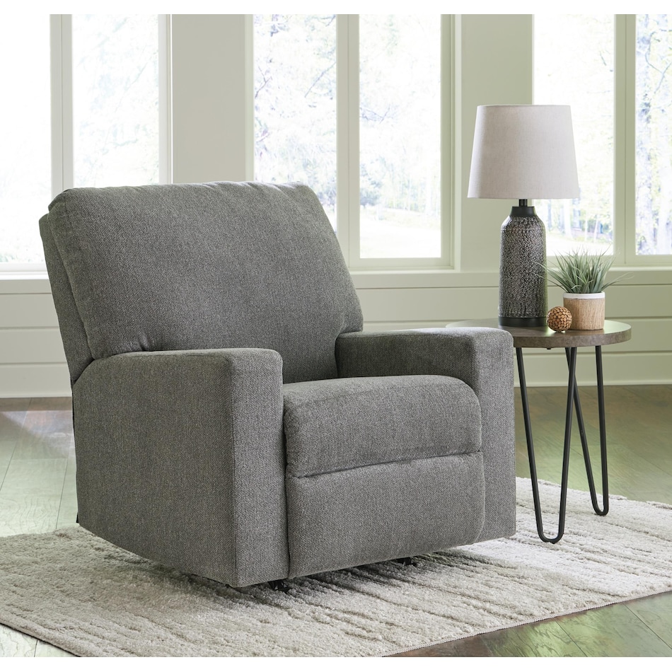 deltona grey rocker recliner   