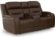 dreamer brown power leather reclining loveseat   