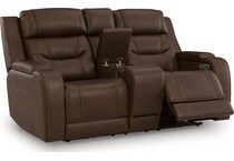 dreamer brown power leather reclining loveseat   