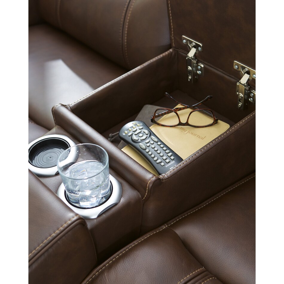 dreamer brown power leather reclining loveseat   