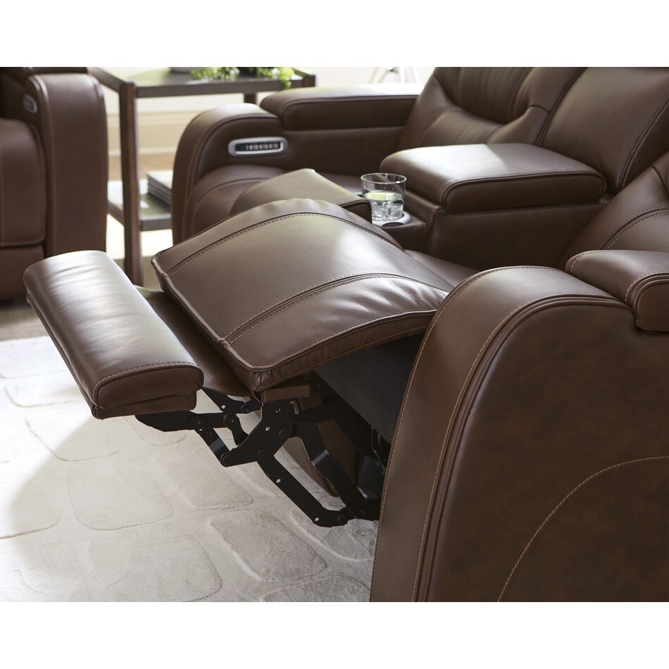 dreamer brown power leather reclining loveseat   