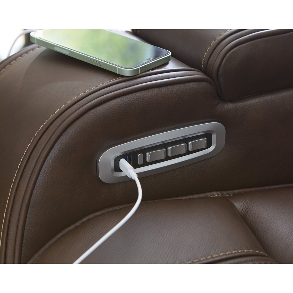 dreamer brown power leather reclining loveseat   