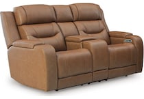 dreamer brown power leather reclining loveseat   