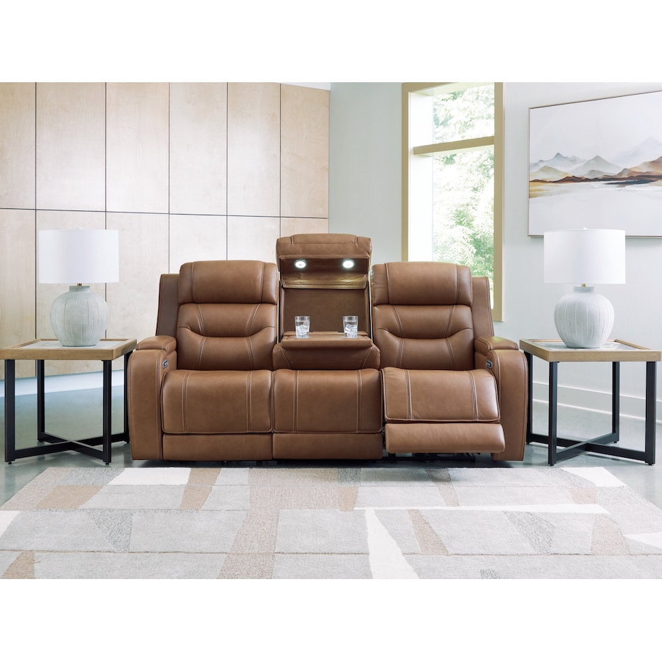dreamer brown power leather reclining sofa   