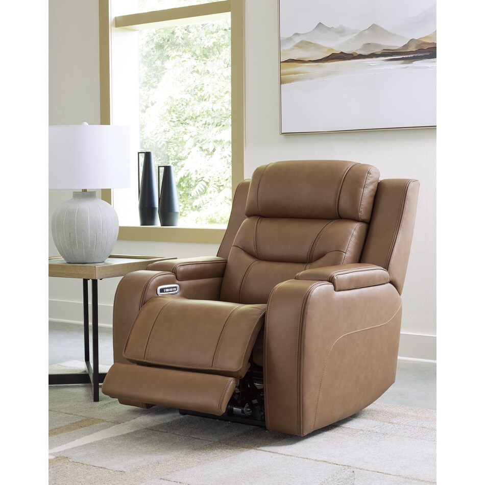 dreamer caramel power leather recliner   