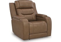 dreamer caramel power leather recliner   
