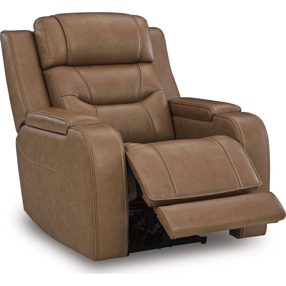 dreamer caramel power leather recliner   