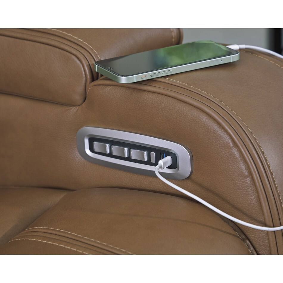dreamer caramel power leather recliner   