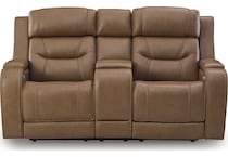 dreamer caramel power leather reclining loveseat   