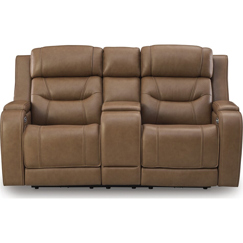 dreamer caramel power leather reclining loveseat   