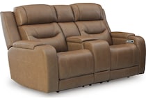 dreamer caramel power leather reclining loveseat   