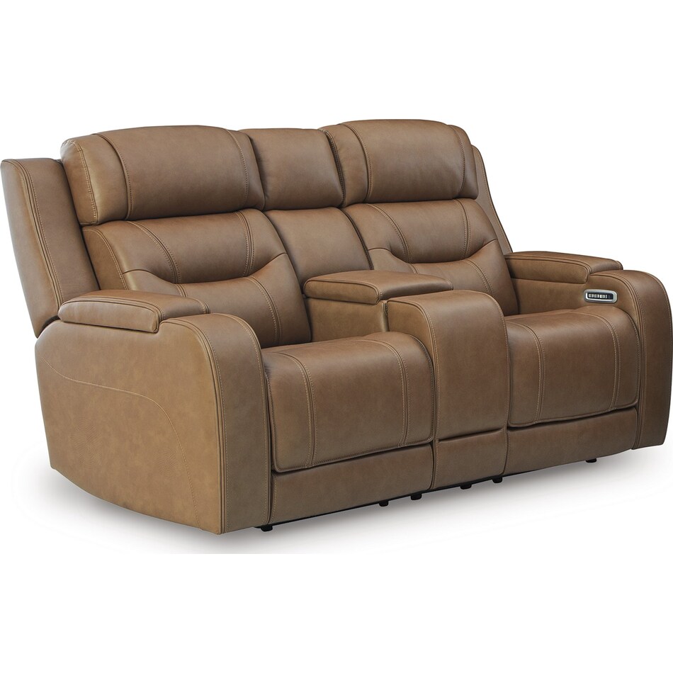 dreamer caramel power leather reclining loveseat   