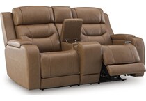 dreamer caramel power leather reclining loveseat   