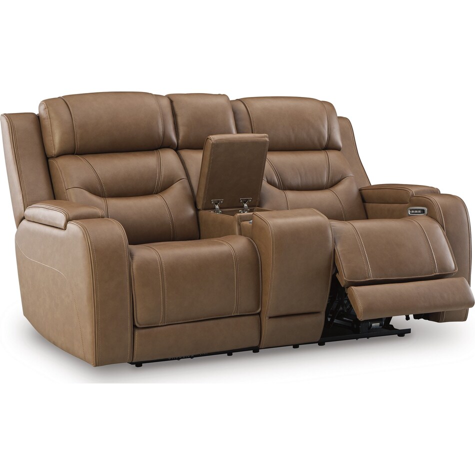 dreamer caramel power leather reclining loveseat   