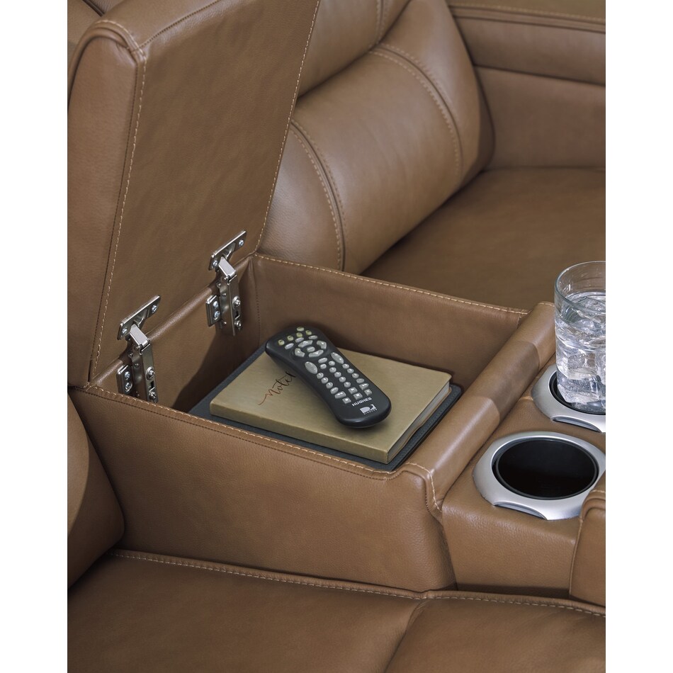 dreamer caramel power leather reclining loveseat   
