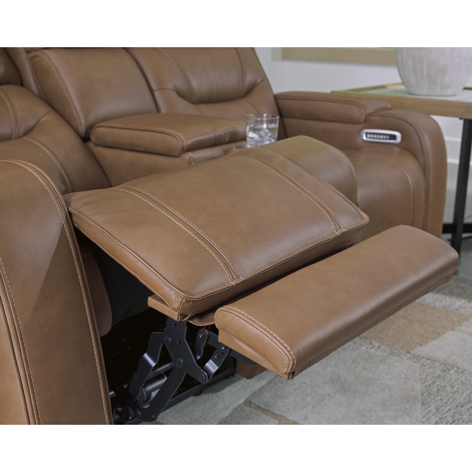 dreamer caramel power leather reclining loveseat   