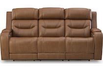 dreamer caramel power leather reclining sofa   