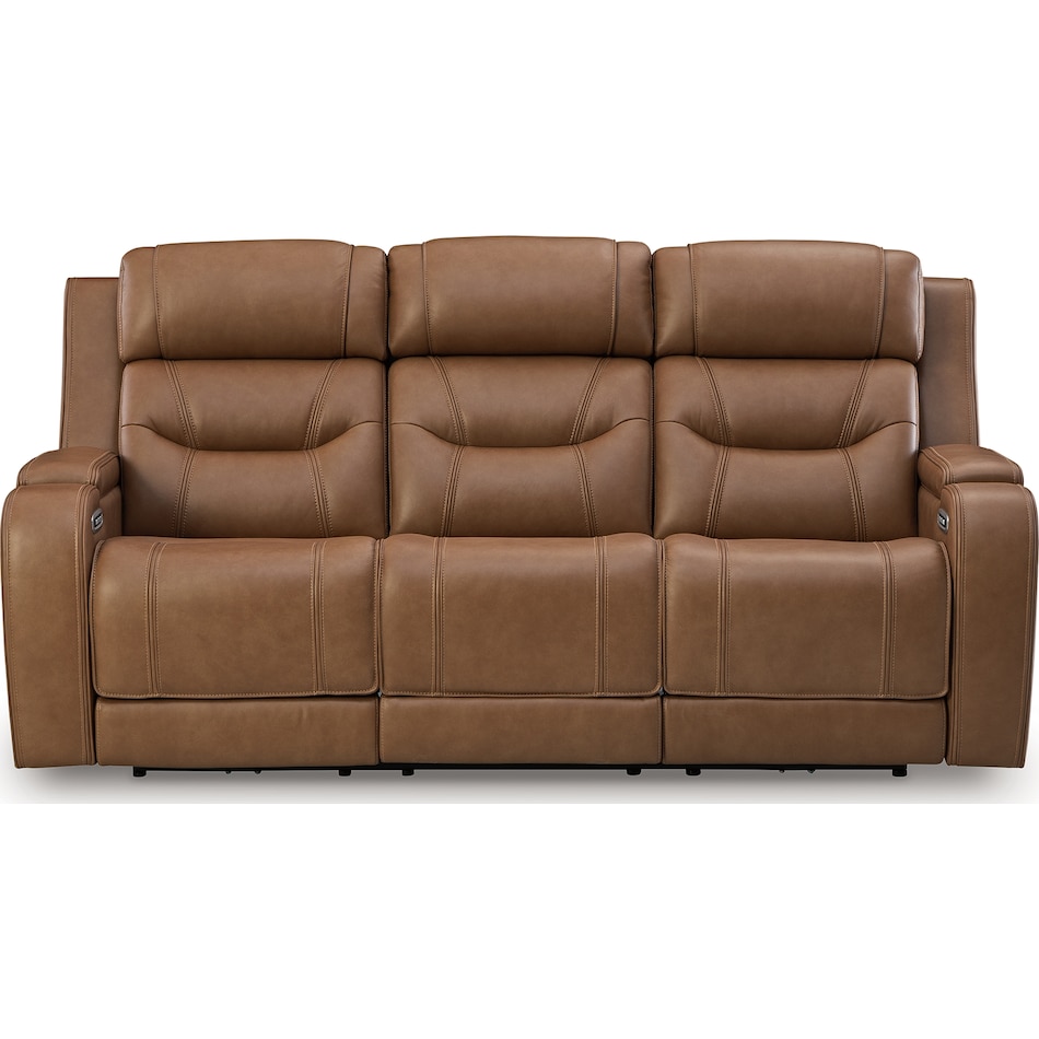 dreamer caramel power leather reclining sofa   