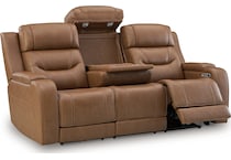 dreamer caramel power leather reclining sofa   