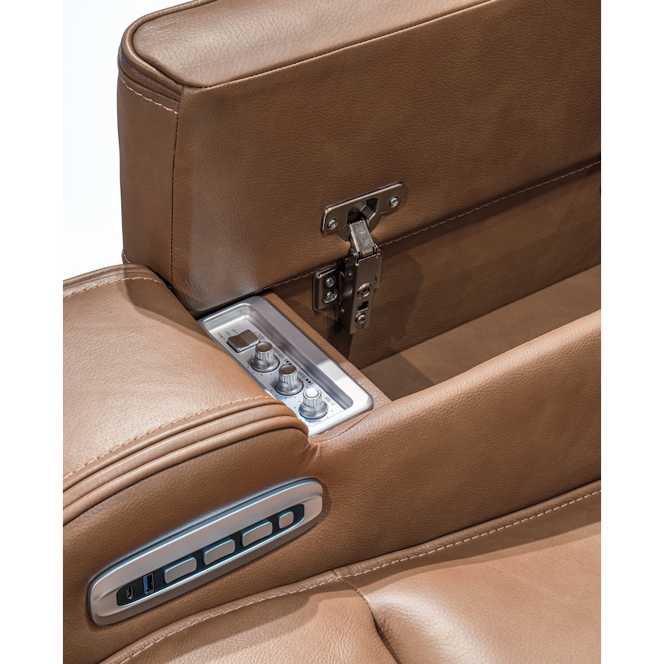 dreamer caramel power leather reclining sofa   