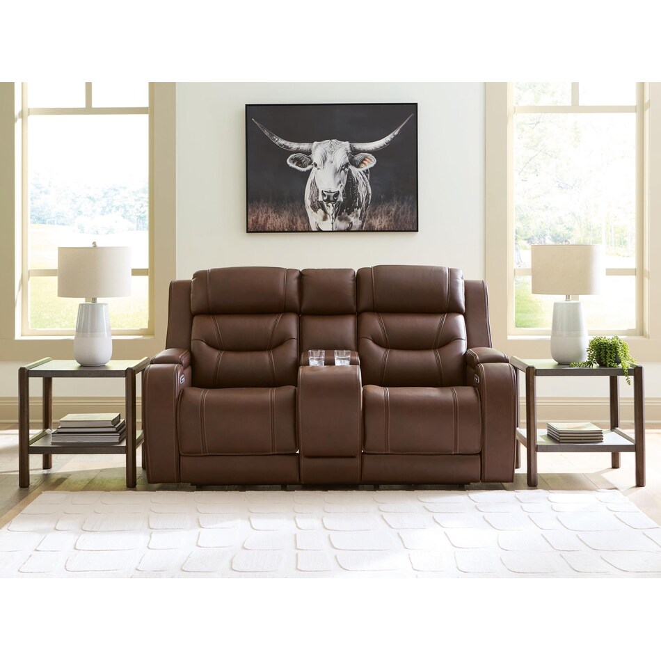 dreamer power leather reclining loveseat   